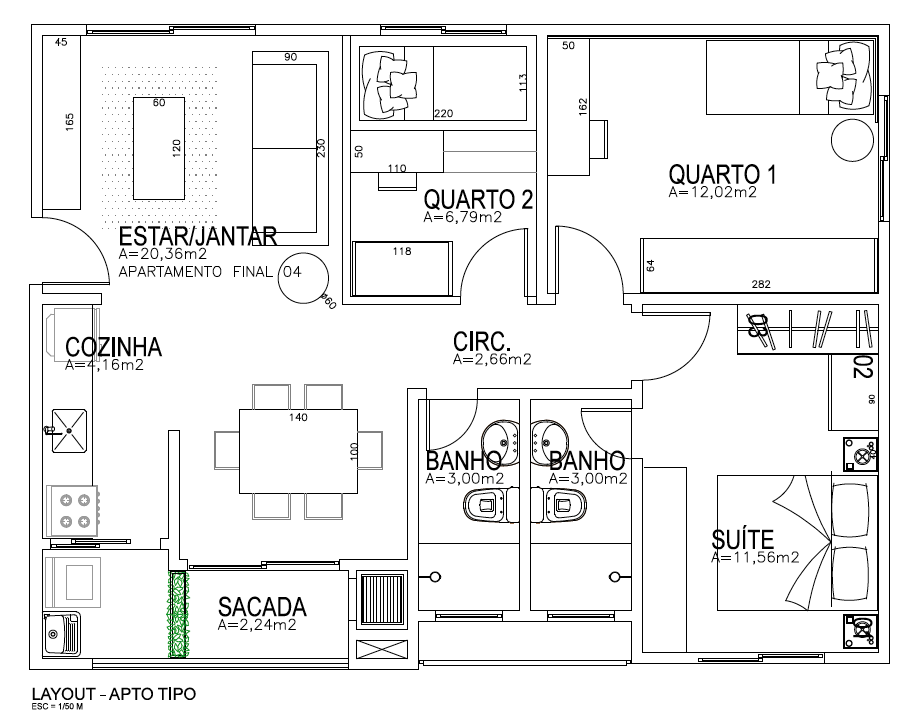 Planta_SugestaoDeLayout_AptoTipo402